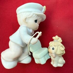 Precious Moments Cream and White Child with Lion Figurine